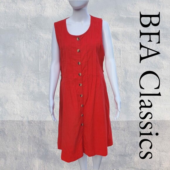 BFA Classics | Vintage Corduroy Button-Up Dress | Red | EUC | 12P - Picture 1 of 8